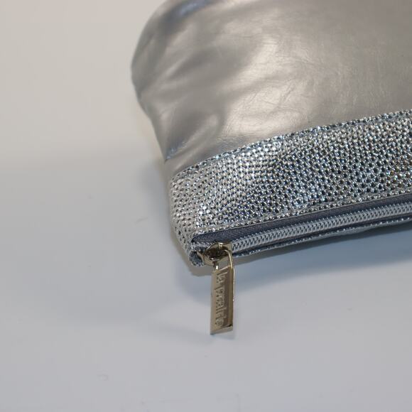 La Prairie Silver Cosmetic Bag – Metallic Pouch Travel Makeup Case - Picture 4 of 5